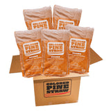 Colored Pine Straw Box with five Bags of Brown Colored Pine Straw in it.